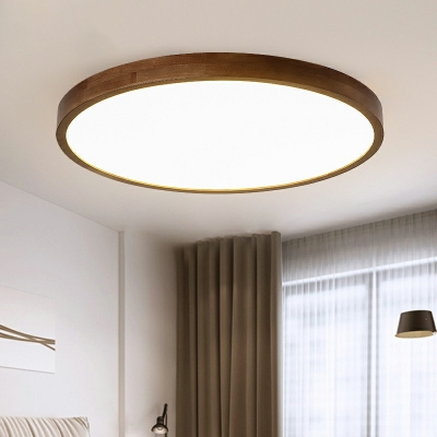 Modern Style Round Flush Mount Ceiling Light Wood Flush Mount Light for Living Room