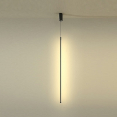 Modern Style Tubular Pendant Lighting Metal 1-Light Pendant Ceiling Lights in Black