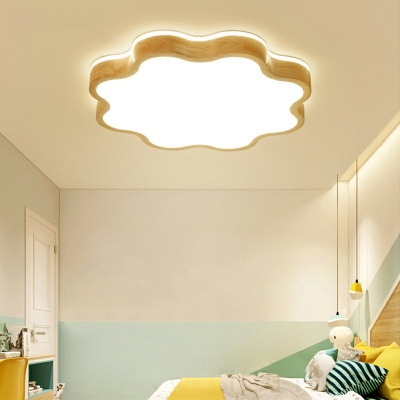 Modern Wood Flush Mount Light Cloud Shape Flush Mount Ceiling Light for Living Room