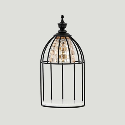 Vintage Birdcage Table Lamp Glass Night Desk Lamps for Bedroom Living Room (Without Aromatherapy Candles)
