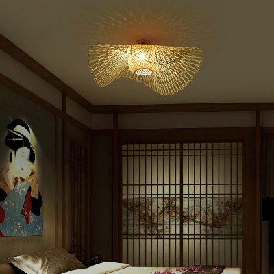 1 Light Modern Flush Mount Ceiling Lighting Fixture Asian Close to Ceiling Lamp for Bedroom