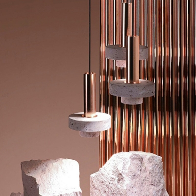 1-Light Pendant Lighting Modernism Style Geometric Shape Stone Hanging Ceiling Light