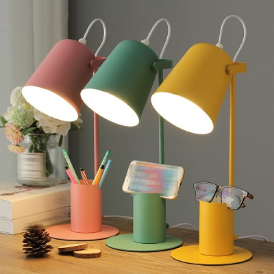 1-Light Table Light Minimalism Style Geometric Shape Metal Nightstand Lamps