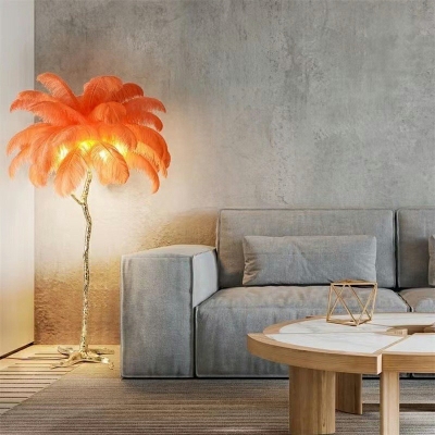 1-Light Task Floor Lamps Modernism Style Feather Shape Metal Floor Lights