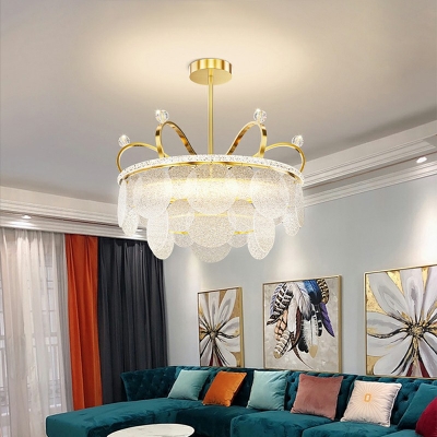 2-Light Hanging Ceiling Lights Minimalist Style Crown Shape Metal Chandelier Light