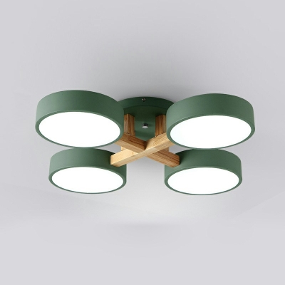 5-Light Semi Flush Mount Contemporary Style Round Shape Metal Ceiling Light Fixture