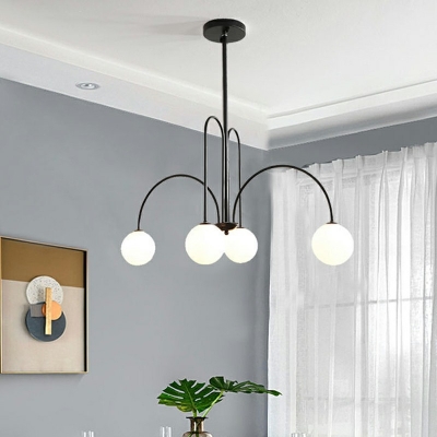 6-Light Hanging Light Fixture Traditional Style Globe Shape Metal Pendant Lighting