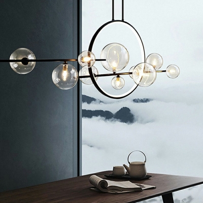 8-Light Hanging Lamp Ultra-Modern Style Round Shape Glass White Light Ceiling Pendant Lights