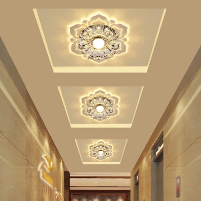 Contemporary Crystal Glass Flush Mount Lighting Ambient Lighting LED Hallway Light