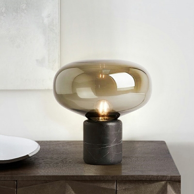 Contemporary Glass Table Lamps Single Light Marble Base Bedside Lamps