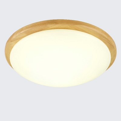 Contemporary Style LED Lighting Wood Round Flush Mount Ceiling Light for Bedroom