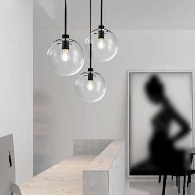 Sphere Pendant Lighting Modern Glass 1-Light Pendant Light with Clear Shade
