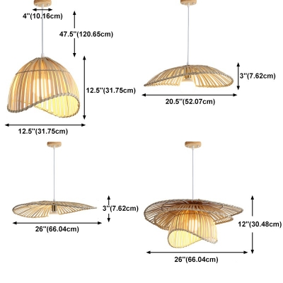 Suspension Pendant Light Asia Style 1-Bulb Bamboo Shade Hanging Light Fixture