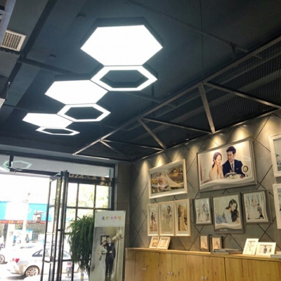 1-Light Pendant Lighting Modernism Style Hexagon Shape Metal Hanging Ceiling Light