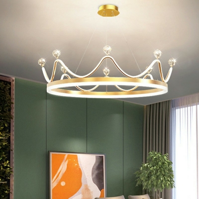 Multi Lights Hanging Lamp Kit Minimalist Style Crown Shape Metal Chandelier Light
