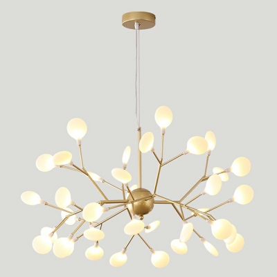 27-Light Hanging Light Fixture Contemporary Style Branch Shape Metal Pendant Lighting
