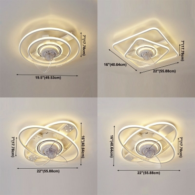3 Lights Geometric Flush Mount Lighting Modern Style Metal Flushmount Lighting in White