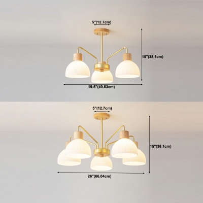 5-Light Chandelier Lighting Contemporary Style Dome Shape Wood Hanging Light