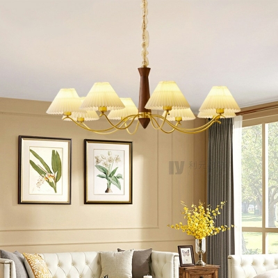 8-Light Hanging Lamp Traditional Style Cone Shape Metal Chandelier Light