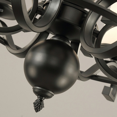 Black Cylinder Chandelier Lighting Modern Style Metal 6 Lights Chandelier Light Fixture