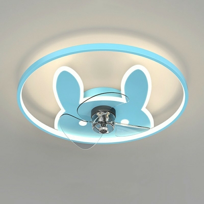 Contemporary Ceiling Fan Light Metal LED Ceiling Fan in Blue for Children’s Room