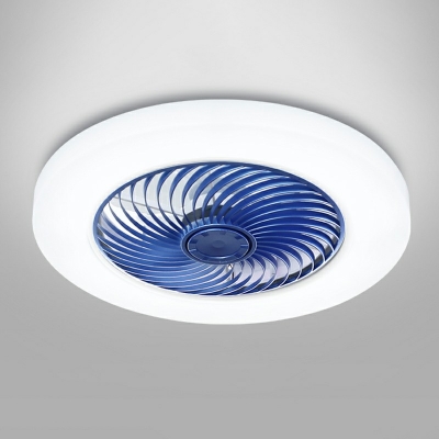 Contemporary Round Ceiling Fan Light 1-Light Metal Third Gear LED Ceiling Fan for Bedroom