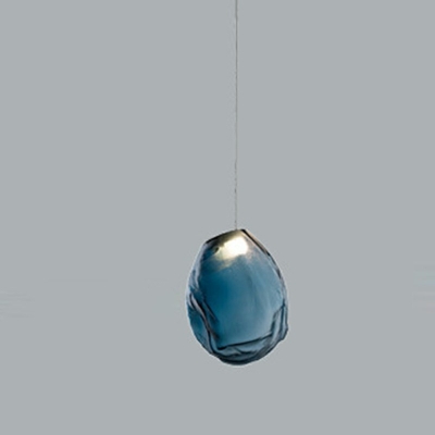 Diamond Pendant Lighting Modern Style Glass 1-Light Drop Pendant in Blue