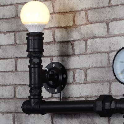 Industrial Loft Style Pipe Wall Sconce Lamp Fixture Wrought Iron Wall Mounted Light for Bar