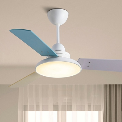 Macaron Ceiling Fan Light 1-Light Metal LED Third Gear Fan Light for Children’s Room