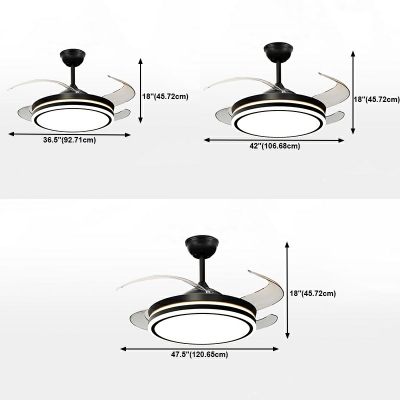 Modern Semi Mount Ceiling Fan Light Metal Ambient Dining Room Light Fixtures