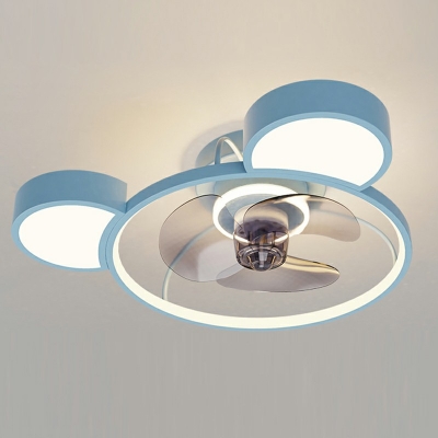 Modern Style LED Ceiling Fan Light Kids Acrylic Semi Flush Mounted Lamp for Bedroom
