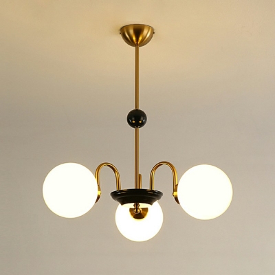Modern Style Sphere Chandelier Lamp Metal 3-Lights Chandelier Pendant Light in Gold
