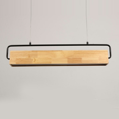 Wood Linear Hanging Island Lights Modern LED Suspension Light for Living Room