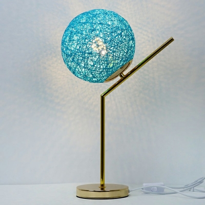 1-Light Globe Table Light Modern Rattan Macaron Night Table Lamps for Bedroom