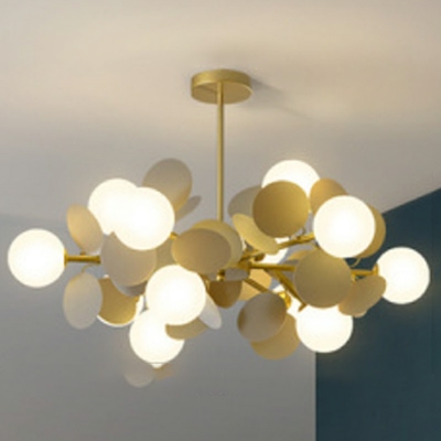 15-Light Ceiling Pendant Light Contemporary Style Globe Shape Metal Chandelier Lighting