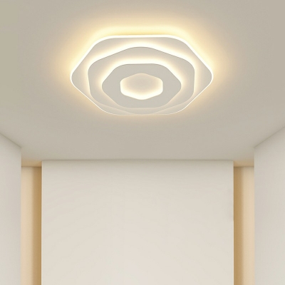 4-Light Flush Mount Lantern Contemporary Style Geometric Shape Metal Ceiling Mounted Fixture