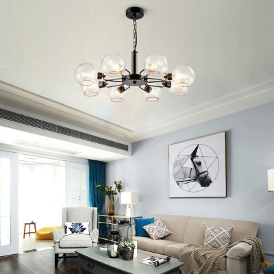 8-Light Ceiling Pendant Light Contemporary Style Dome Shape Metal Chandelier Lamp