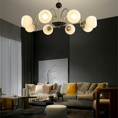 8-Light Hanging Lamp Kit Modernist Style Ball Shape Metal Chandelier Light