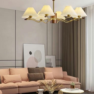 American Style Metal Chandelier White Fabric Shade Chandelier Light for Living Room