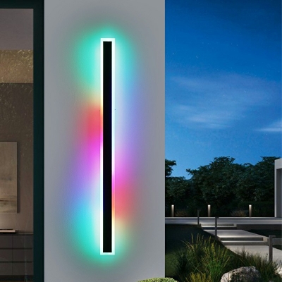 Contemporary Outdoor Wall Sconces RGB LED in Black Wall Mounted Light Fixtures