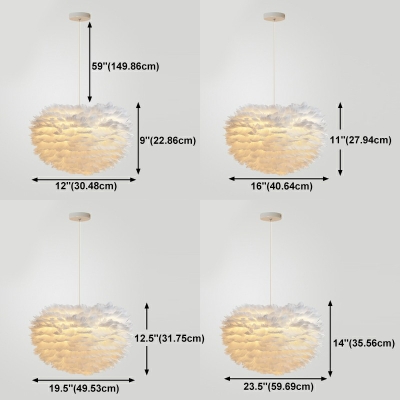 Feather Modern Pendant Light Fixture Sphere Shape Hanging Pendant Light
