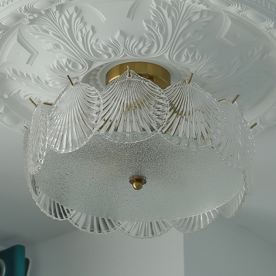 Glass Modern Semi Flush Mount Lighting Drum Elegant Ceiling Flush Mount Lights for Living Room