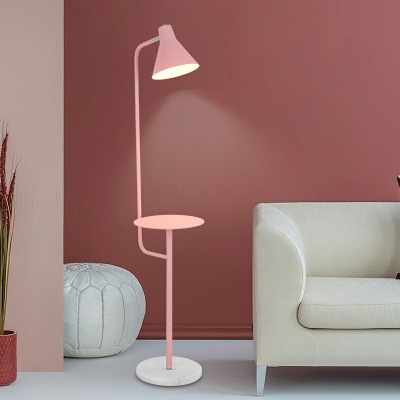 Living Room Floor Standing Light Metallic 1 Bulb Contemporary Floor Lamp with Table Design
