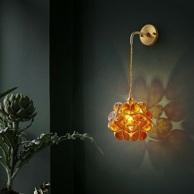 Mid-Century Spherical Flush Mount Wall Sconce Hand Blown Glass Surface Wall Sconce