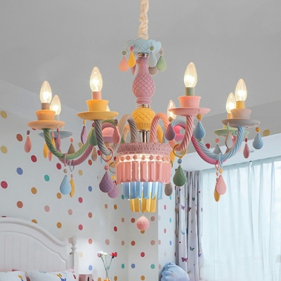 Modern Chandelier Multi Heads Macaron Hanging Lamp for Children's room bedroom