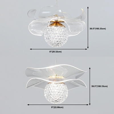Modern Flower Pendant Lighting Acrylic 1-Light Pendant Light Fixtures in White