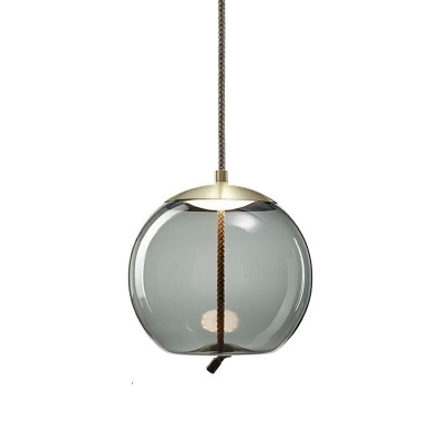 Modern Style Cylindrical Hanging Lamp Kit Glass 1-Light Hanging Light Fixtures in Blue