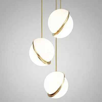 Modern Style Globe Pendant Light White Glass 1-Light Pendant Lighting in Gold