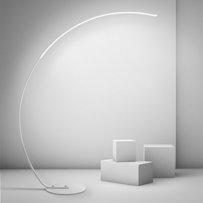 Modern Style Linear Floor Light Metal 1-Light Nightstand Lamp in Black