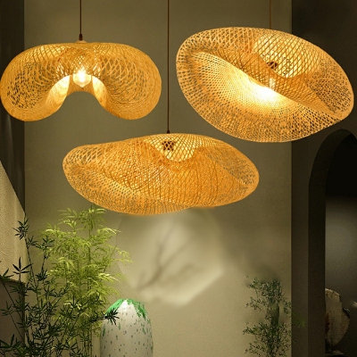 South-east Asia Pendant Light Fixture 1-Bulb Bamboo Pendant Lamp